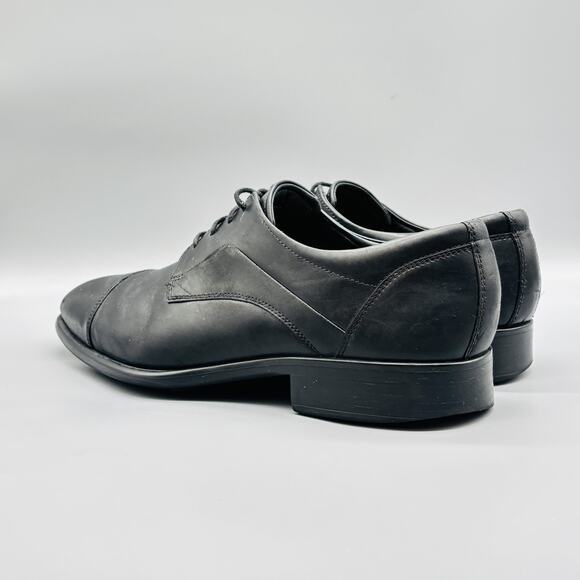 Ecco Shoes Mens 11 Black Leather Citytray Cap Toe Oxford Lace Up Slip On Dress main image 5